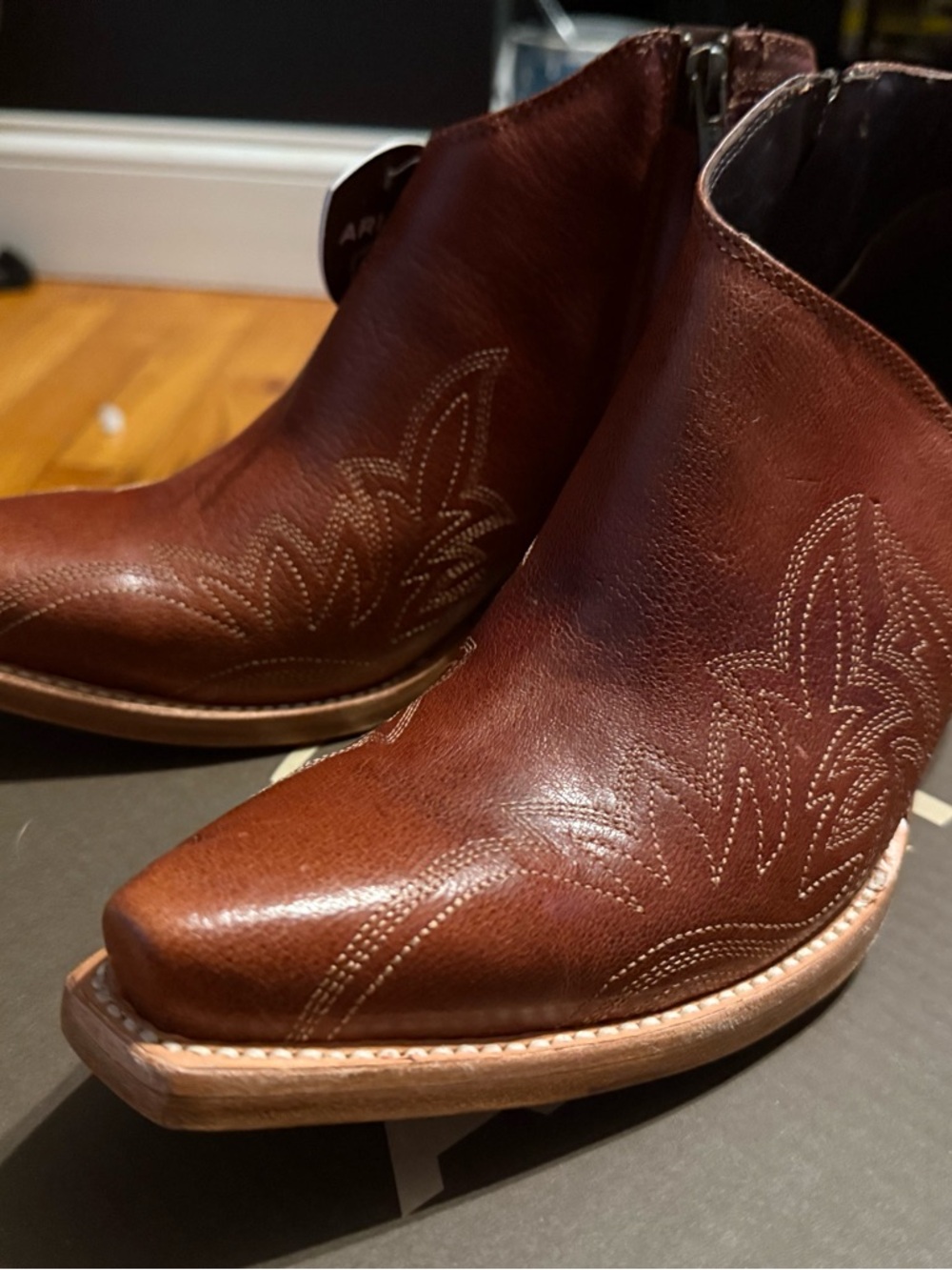 Ariat “Jolene” Brown Leather Western Ankle Bootie